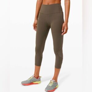 Lululemon Pace Rival High-Rise Crop 22" - Dark Olive - Size 4